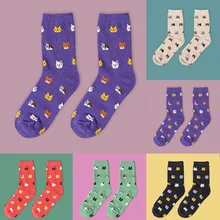 1 пара новых счастливых милых носков для женщин, новинка, забавные дизайнерские носки с котом для платья или повседневной носки с сумасшедшим принтом, модный стиль