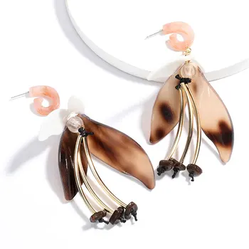 

Fashion Alloy Strip Acetate Plate Petal Flower Earrings for Women Retro Elegant Literary Artistic New Earring Jewelry Wholesale