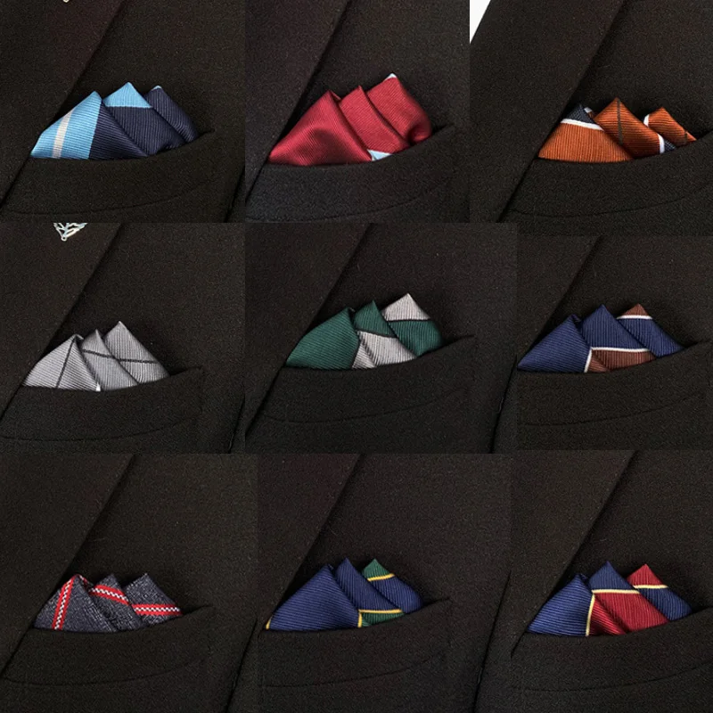 H-Q Шелковый Карманный квадратный полосатый галстук для костюма мужчин винтажный