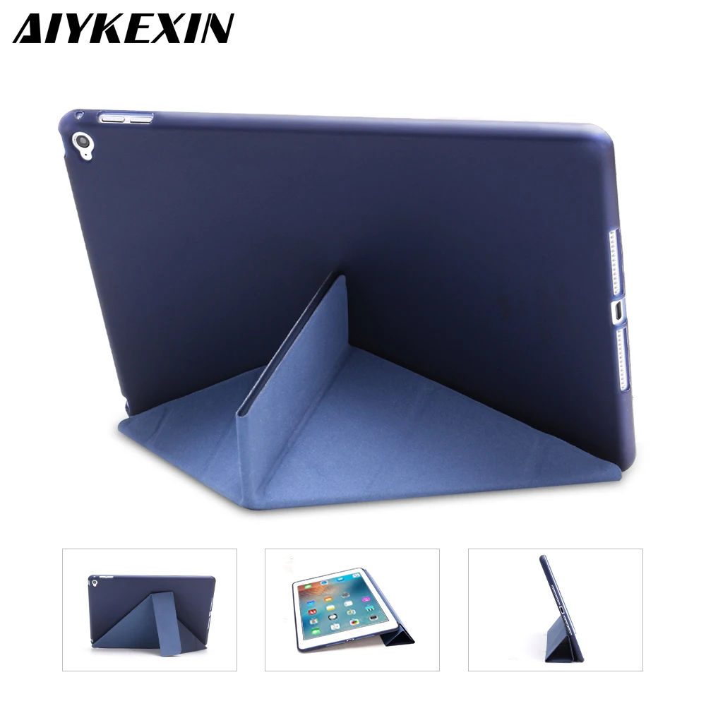 

For iPad Air 2 Case Silicone Soft Back Ultra Slim PU Leather Smart Cover for Apple iPad 6 Case Multi-Fold Stand Auto Sleep