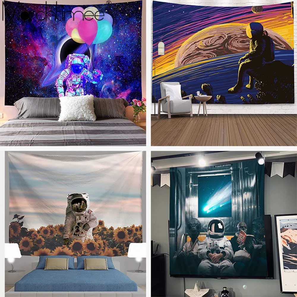 

Psychedelic Astronaut Tapestry Galaxy Planet Wall Hanging Galaxia Decoration Space Pattern Wall Rug Home Decorative Tapestries