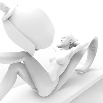 

Hot Flower Bath Young Girl Statue 3D Printed Sculpture Beautiful Sunbath Female Sculpture For Home statue Decoration Accessories