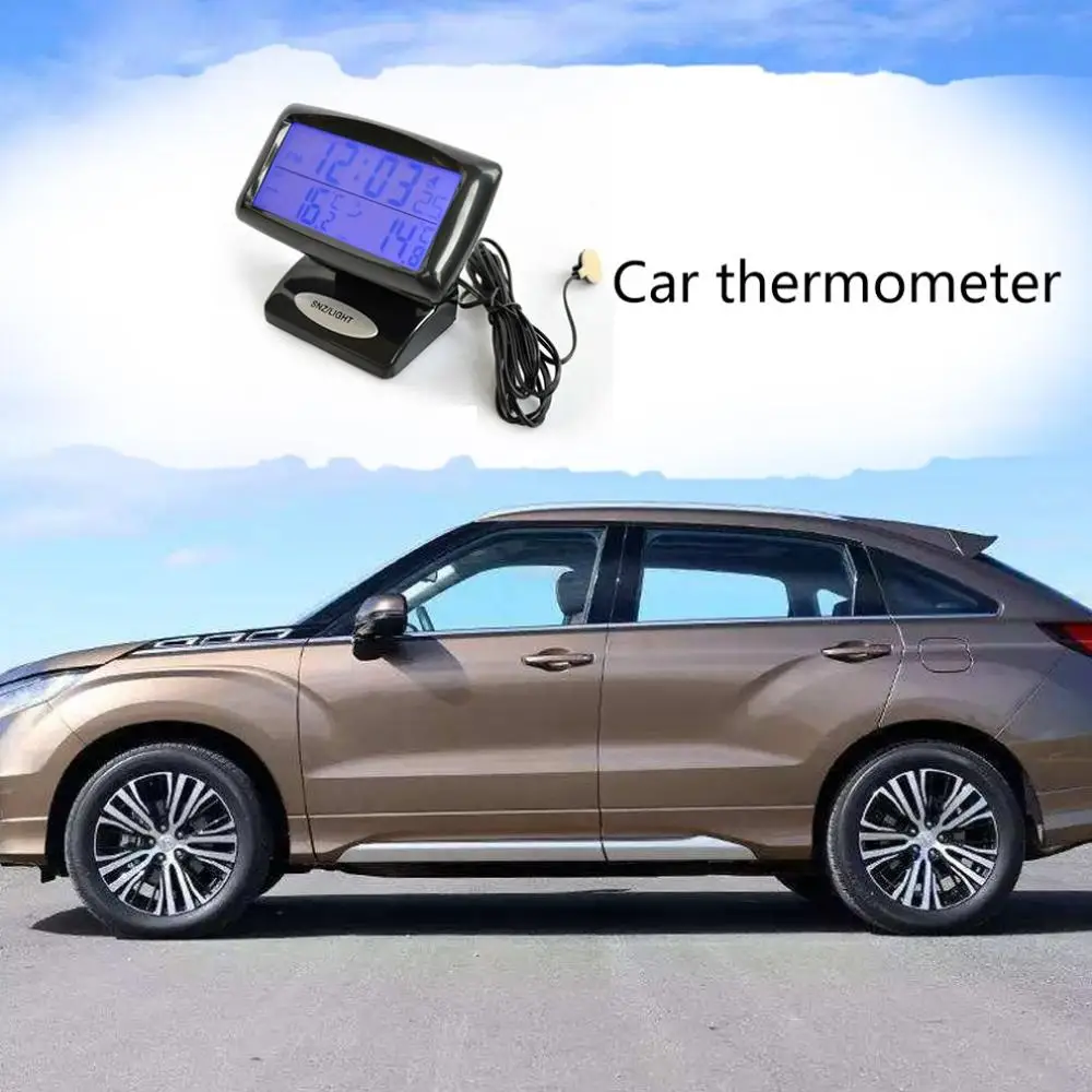 12 В/24 В цифровой автомобильный термометр+ Вольтметр для автомобильной батареи, измеритель напряжения, тестер, монитор+ электронные часы, горячая распродажа