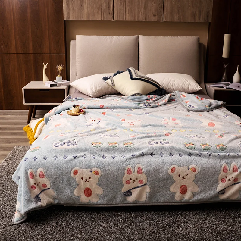 

Yaapeet 1pc Cartoon Baby Blanket Polyester Floral Printed Air Conditioning Blanket Pretty Animal Pattern Bed Cover for Bedroom