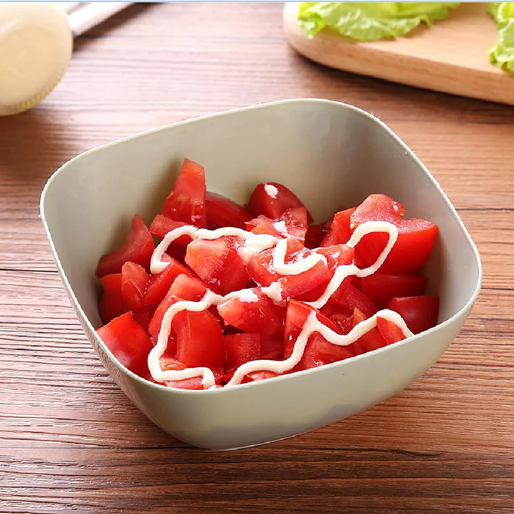 3 Color Plastic Salad Plate Square Bowl Kitchen Fruit Snack Candy Bowl Dish Tableware Refrigerator Food Preservation Container