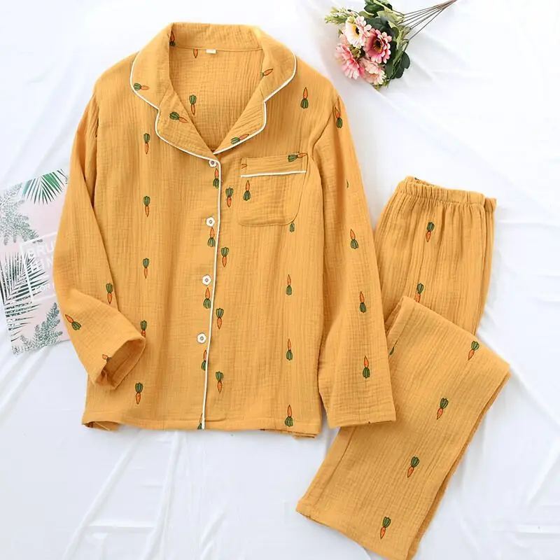 

Couple Pajamas Set Cartoon Cute Sleepwear Long Sleeve Pyjamas Set Home Wear Women Cotton Pijama Mujer Night Suit For Women