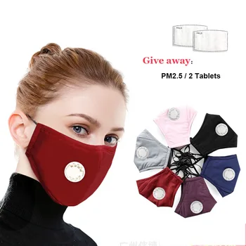 

2PCS Fashion Face Mouth Mask for Women Washable Reusable Dust-proof Breath Valve Filter Anti Dust Cotton Comfy Black Mask PM2.5
