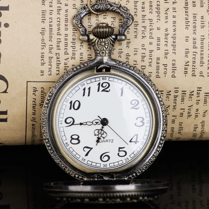 Vintage Engraved Pattern Quartz Pocket Watch Necklace Pendant Women Men Gifts reloj de bolsillo