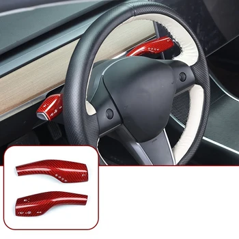 

for Tesla Model 3 2016-2019 Real Carbon Fiber Red Wiper Shift Trim Gear Shift Knob Cover for Tesla Model 3 Accessories