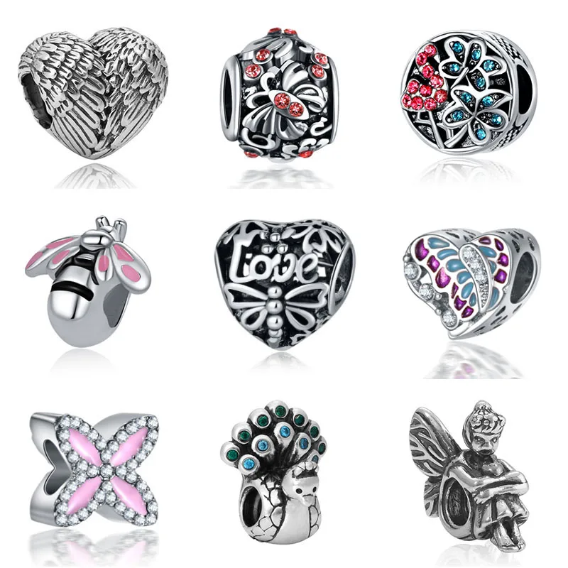 Bisuteria Fit Pandora украшение Крылья Ангела Bijoux Bracciale французский шарик серебряные духи