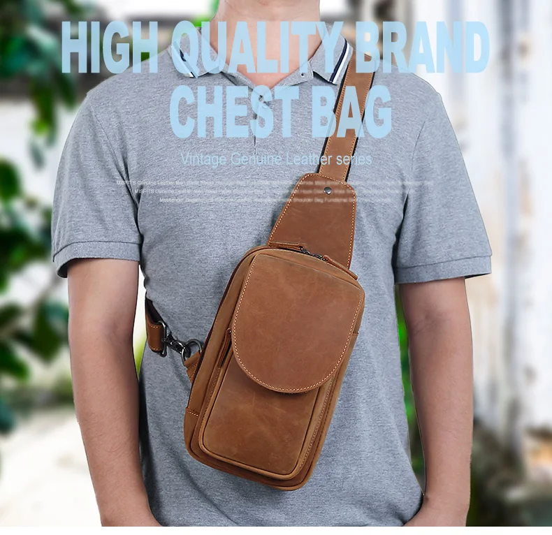 homens de couro moda crossbody saco com