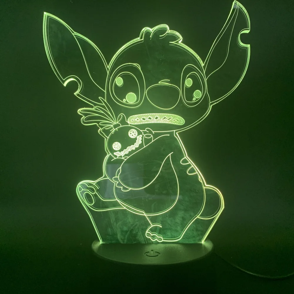 3d лампа изменение цвета любимый мультфильм Лило и стежка спальня для Рождественского украшения подарок подростка светодиодный ночник лампа визуальный