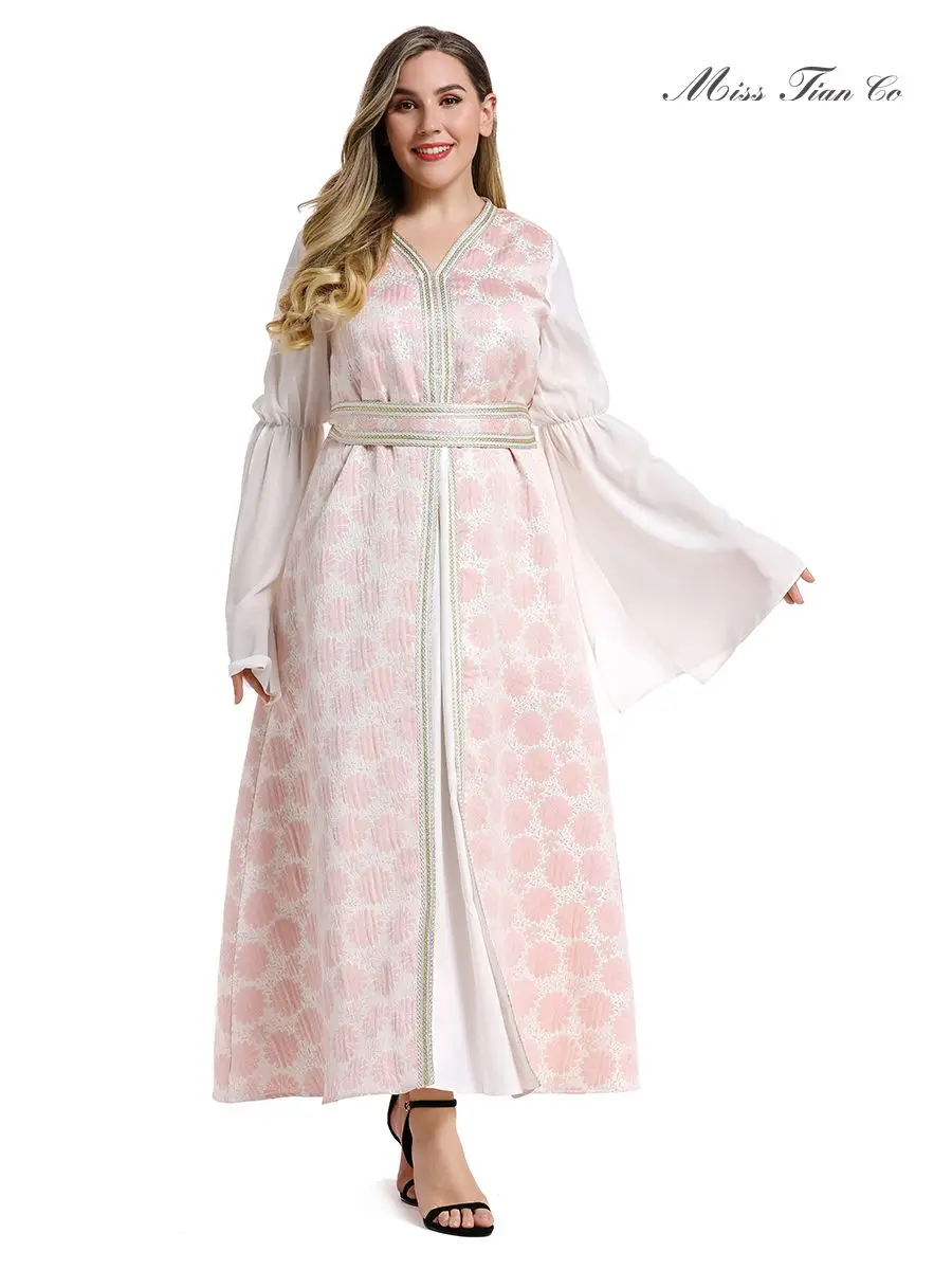 Toleen осенне-зимнее женское платье размера плюс, платье трапециевидной формы с v-образным вырезом и поясом, платье с длинным рукавом, вечерние платья, женское розовое платье, Vestido