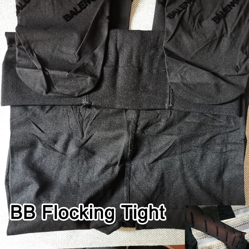 

BB Women Pantynose Offset Flocking Letter Brocade Pattern Design Tights Sexy Female Lingerie Club Party Hosiery Slim Stocking
