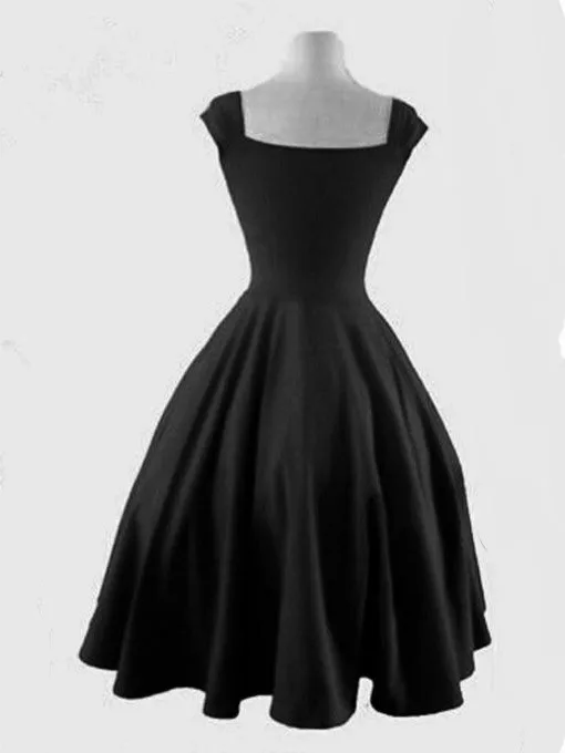 Женские платья милые элегантные вечерние черные с коротким рукавом модные ретро платья