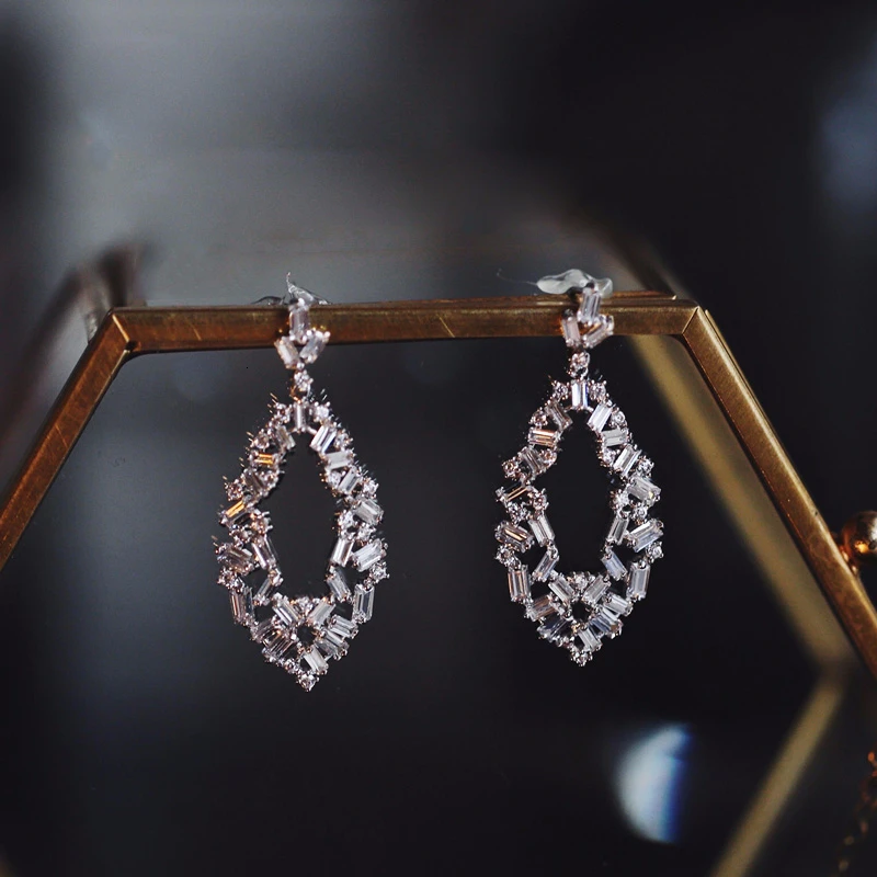 

Tassel Wedding Earrings Cubic Zirconia For Women Vintage Drop Earrings for Women Accessories Love Gift Brincos Bijoux