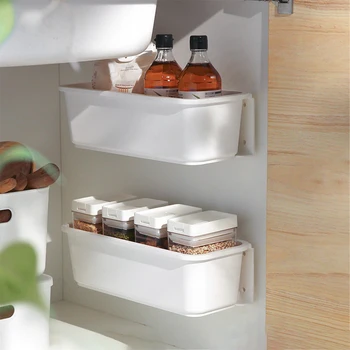 

Multifunctional Hanging Storage Basket Wall-Mounted Storage Box Kitchen Drawer Shelf Rack Cabinet Push-Pull Basket for Seasoning