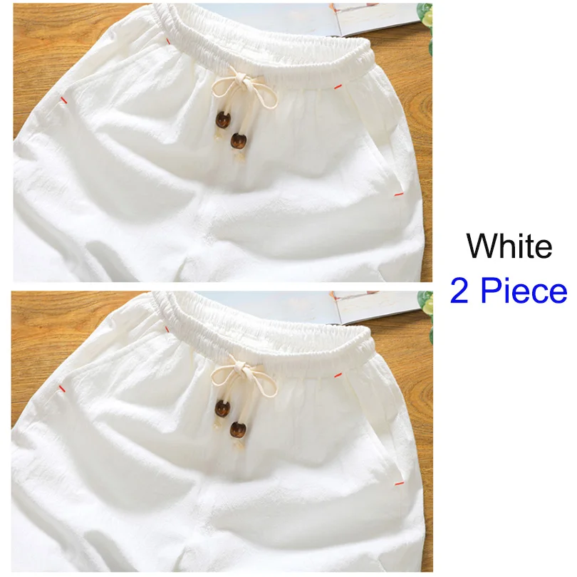 White 2 Piece Брендовые мужские шорты высокого качества из льна и хлопка, удобные повседневные спортивные шорты, мужские уличные однотонные модные шорты, мужские FK66-1 - Цвет: White 2 Piece