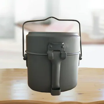 

1 Set Lunch Box Portable 3 in 1 Aluminum Heatable Kettle Mess Kit Pot Canteen for Travel Outdoors Picnic