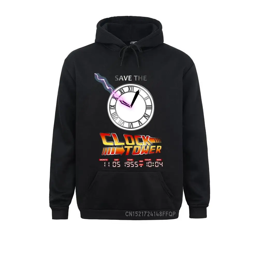 Felpa Film Fantascienza Uomo Back To The Future Pullover Clock Tower Marty Doc Felpa Con Cappuccio Stampa Delorean Harajuku Novità