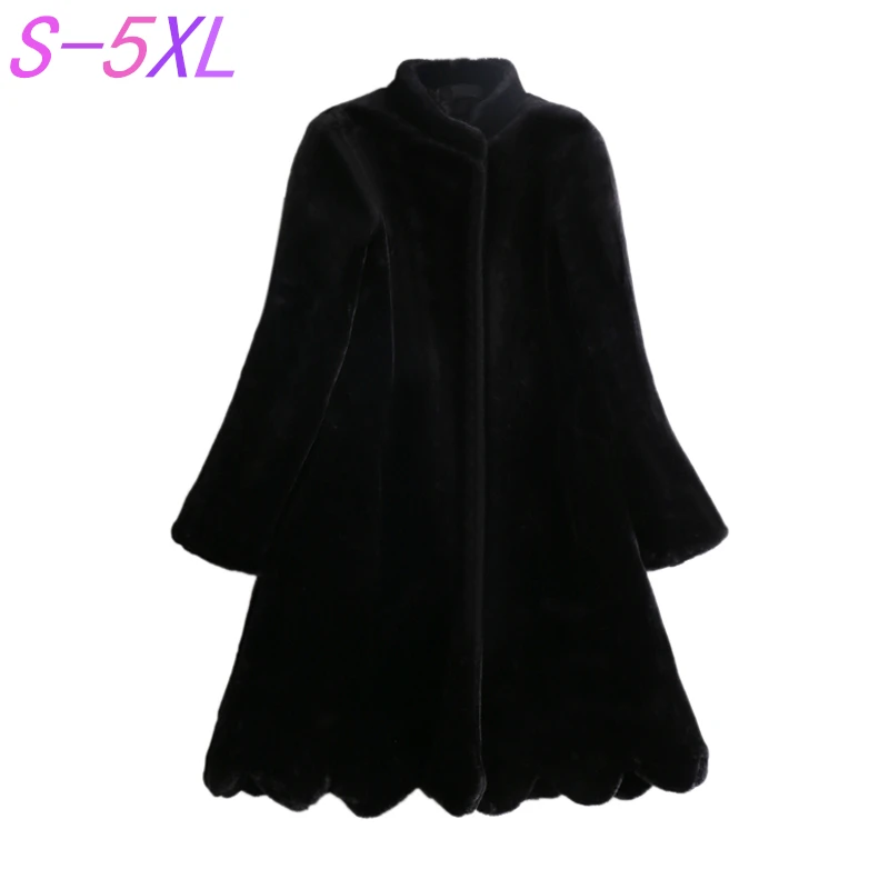 Plus size Faux Mink Fur Jacket Coat For Women's Winter Long Warm Fur Parka Jacket Female Mink Fur Coat Womens Loose Outwear