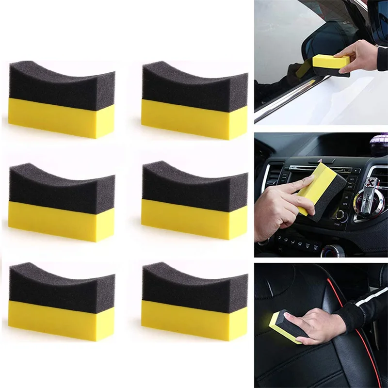 4Pcs Automotive Car Wheel Washer Tyre Tire Dressing Applicator Curved Foam  Sponge Pad Polishing Sponge Wax