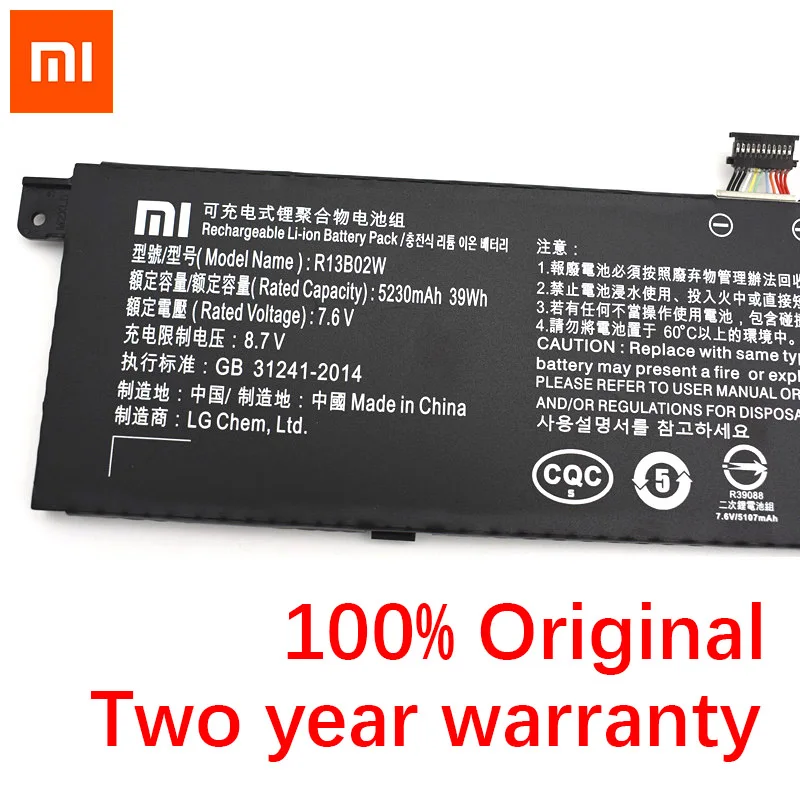 5230mAh R13B01W R13B02W планшетный Аккумулятор для Xiaomi Mi Air 13," серии планшетных ПК 7,6 V 39WH
