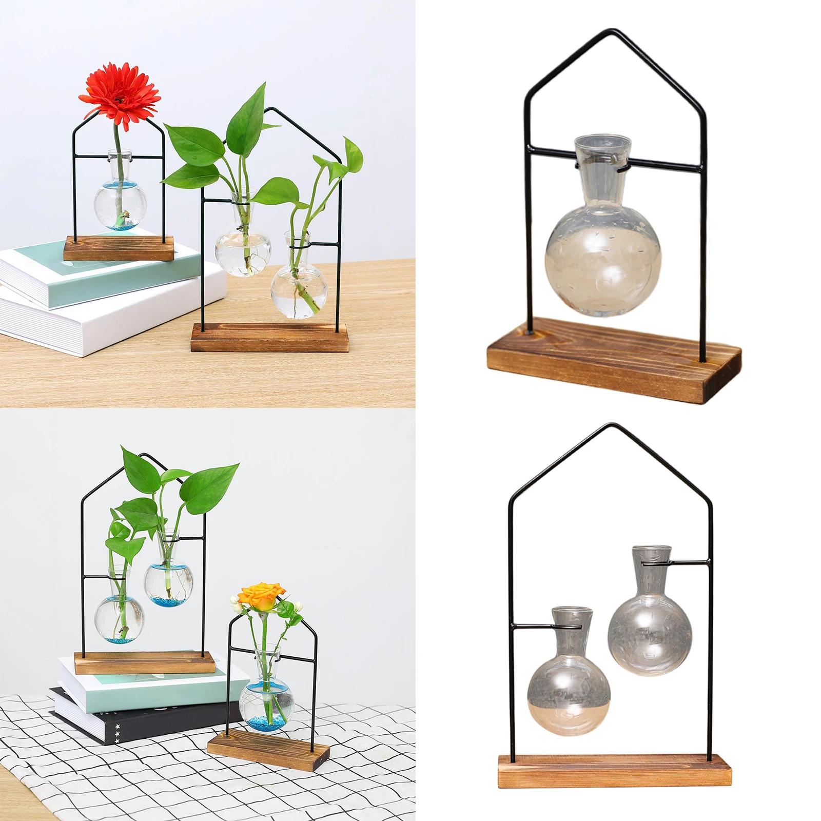 Clear Glass Vase Terrarium Hydroponic Flower Vase Container Flower Planter Pot for Water Planting Propagation