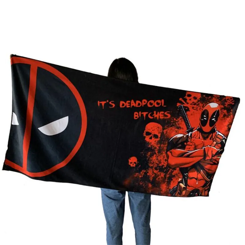 Deadpool Вокруг Marvel пленка с принтом супергероев полотенце Капитан Америка щит Железный человек волокно быстросохнущее банное полотенце для пляжа впитывающее полотенце - Цвет: Deadpool