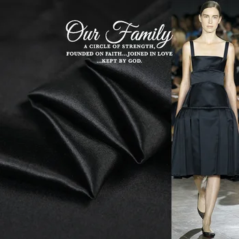 

Black heavier silk wool satin fabric very thick and smooth silk blended fabric,SFF182