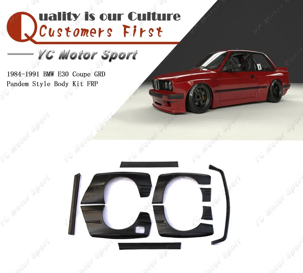 

Car Accessories FRP Fiber Glass PD Style Bodykits Fit For 1984-1991 E30 Coupe Body Kit Front Lip Fender Side Skirts Spoiler