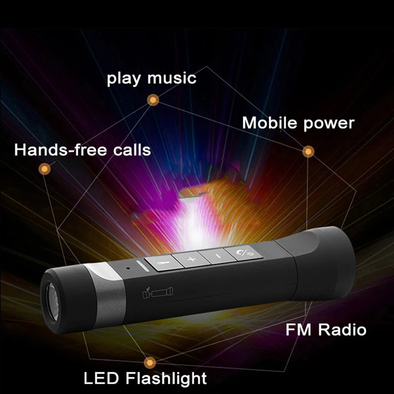 Велосипедный Bluetooth динамик портативный fm-радио power Bank велосипед Велоспорт Музыка MP3 светодиодный фонарик 1200 мАч с держателем