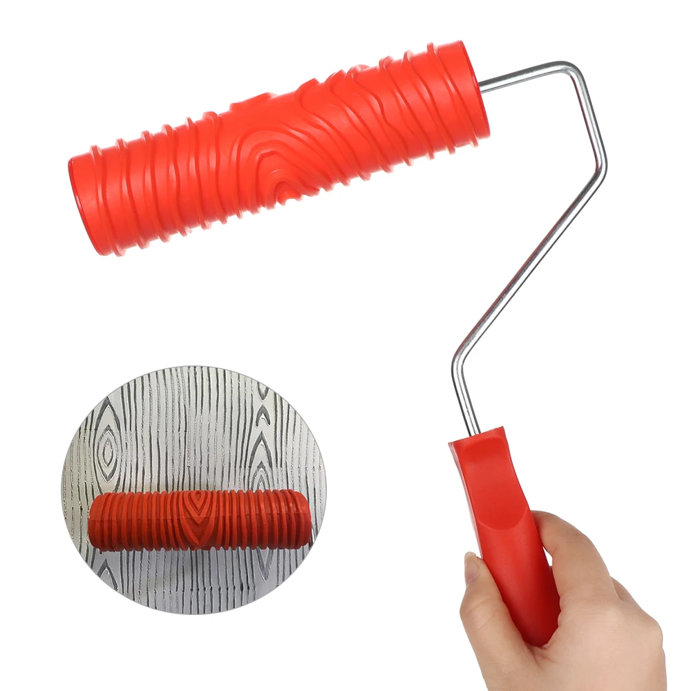 Roller-Brush Multi-Pattern-Tools Wall-Paint-Set Printing Home Red Soft-Glue Plastic-Handle