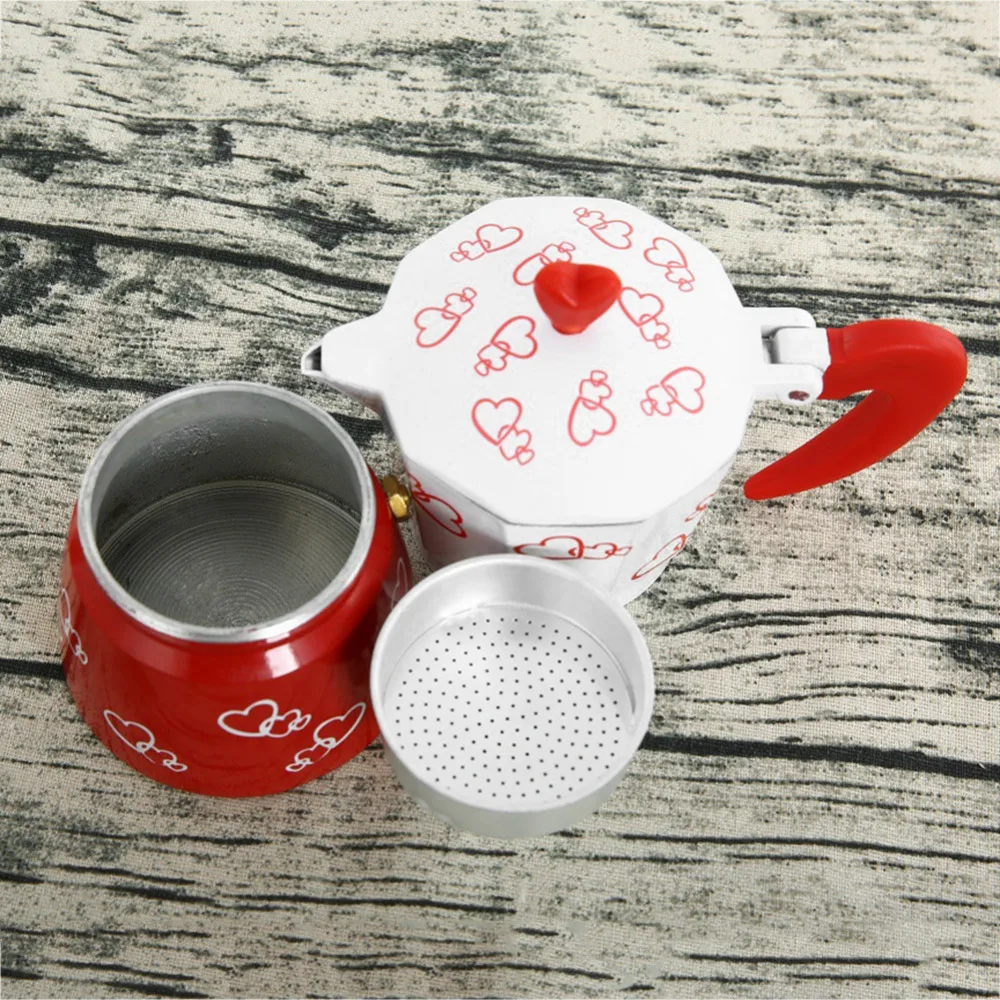 Кофейник Moka, кофейник, романтическое красное сердце, плита из алюминиевого сплава, Mocha, латте, эспрессо, Перколятор, Cafetera