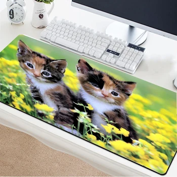 

Yuzuoan XXL Cute Animal Cat Big Mouse Pad Gaming Player Control Speed Comfortable Non-slip Lock Edge Durable Mouse Mat 400X900