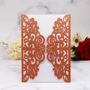 

15pcs/lot Wedding Invitation Card Cover Lace Pattern Hollow Laser Cut Luxury Table Name Place Cards Christmas Birthday Party