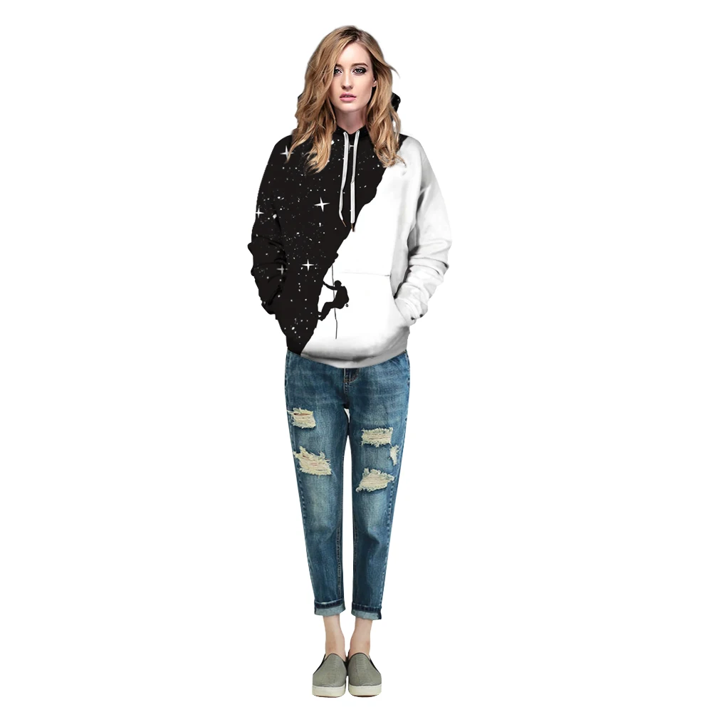 Новинка; модные черно-белые толстовки с изображением галактики; пуловер с длинными рукавами в стиле Харадзюку; парные спортивные костюмы; большие толстовки