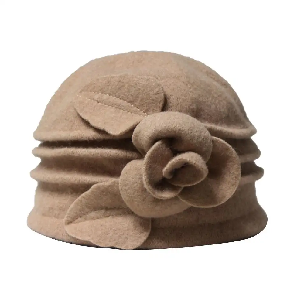 Khaki Женские зимние шапки бини, шапки из искусственной шерсти, шапки из фетра, элегантные женские шапки для вечеринок, шапка Skullies, повседневная одежда - Цвет: Khaki
