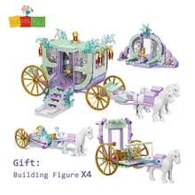 

DOLDOLY Friends Princess Luxury Ice Castles Big House Winter Snow Sled Figures Building Blocks Toys for Girls DIY Gift