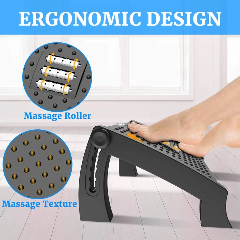 Height Adjustable Footrest with Massage Surface Under Desk Ergonomic Comfort Home & Office Foot Stool 1