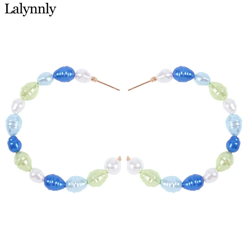 Lalynly, серьги-кольца с искусственным жемчугом, Женские Ювелирные изделия, трендовые серьги с пресноводным жемчугом, висячие серьги, аксессуары, бижутерия E73811