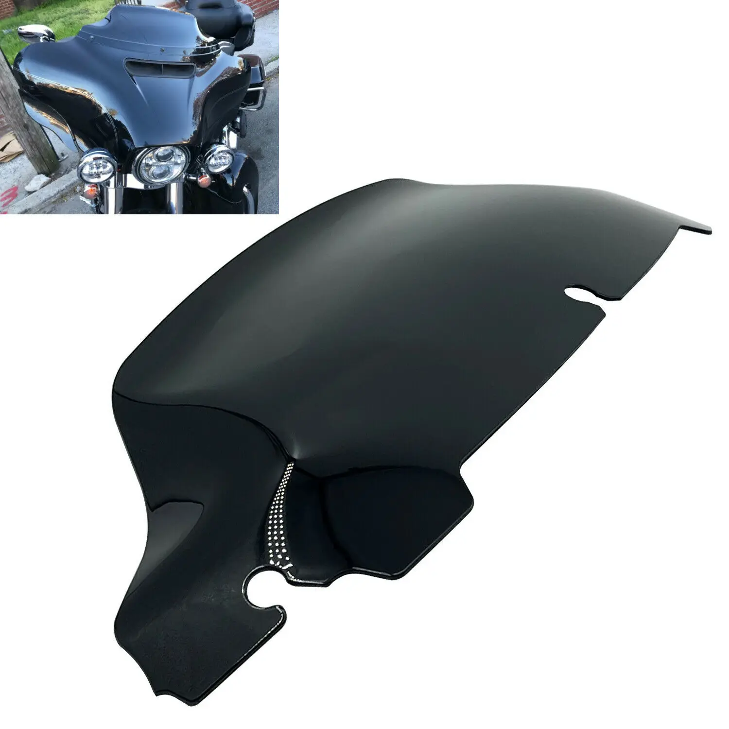 7" Black Wave Windshield Windscreen For Harley Touring Street Electra