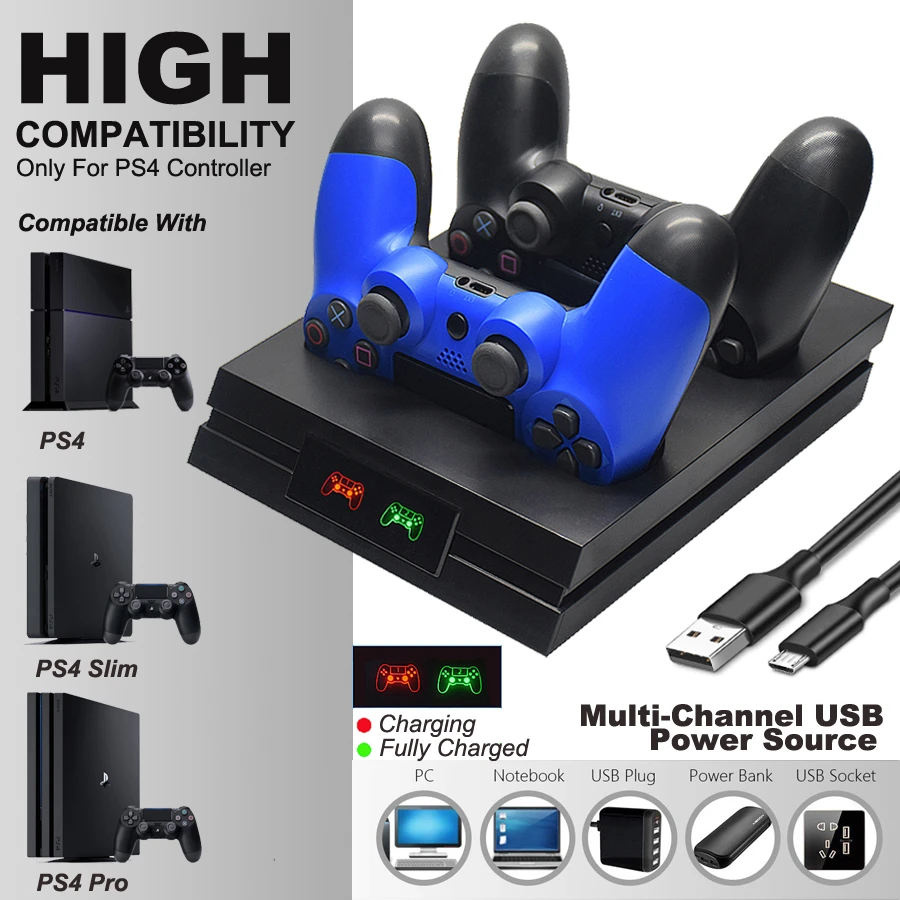 Ps4 Pro Slimデュアルワイヤレスコントローラー 充電ステーション4 プレイステーション4ゲーム機用アクセサリー 充電器 Aliexpress