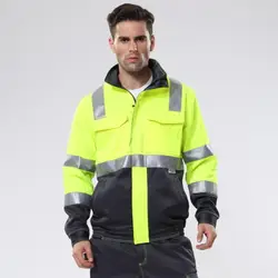 Двухцветная Hi Vis желтая Рабочая Единая рабочая одежда, куртка с рабочие штаны