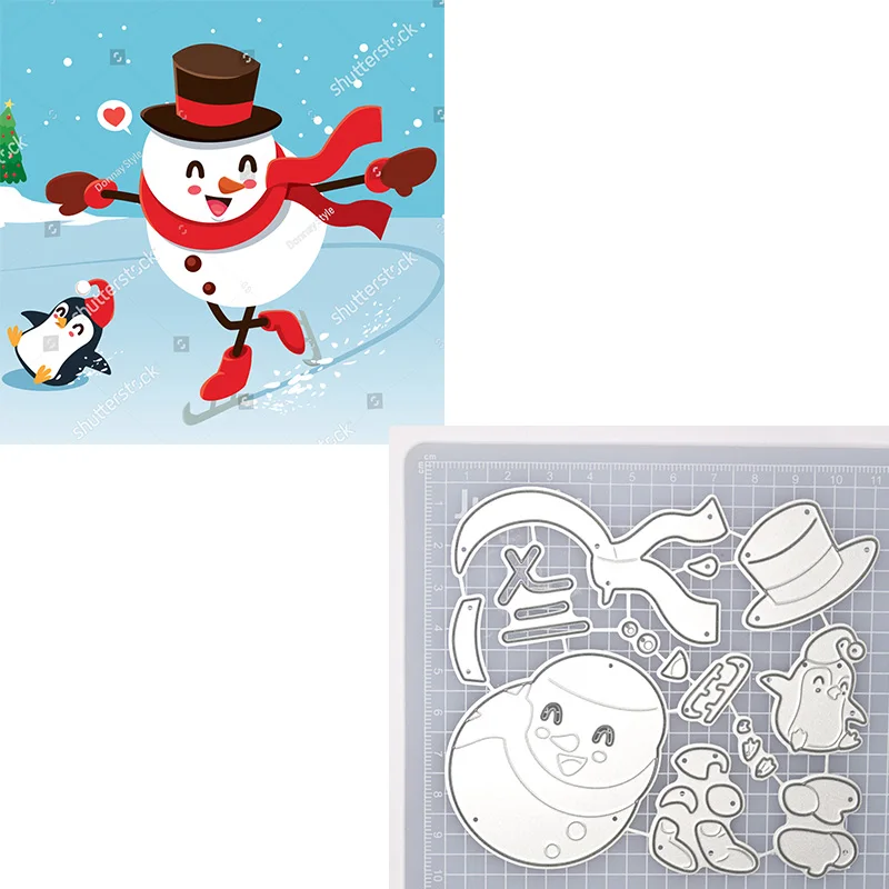 Рождественский снеговик с мальчиком и девочкой металлические Вырубные штампы Пингвин олень кукла трафарет для поделок Скрапбукинг тиснение декоративная карта - Цвет: 21