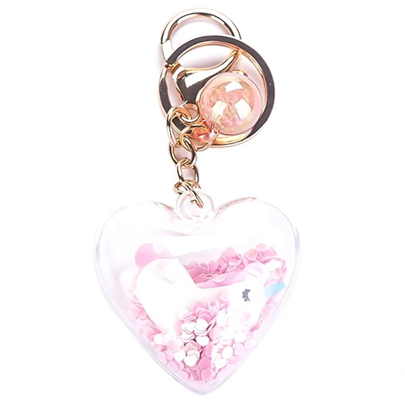 unicorn Powder Moving Liquid Key Ring fantasy keychain Glitter   Quicksand Star Keychain Car Key Pendant Creative Birthday Gift