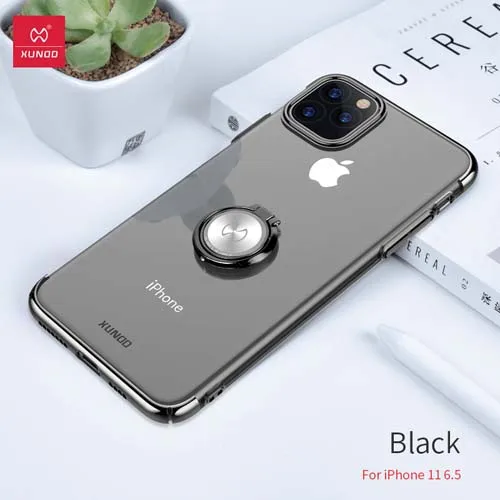 black Для iPhone 11 Pro Max 6," чехол для телефона Xundd Роскошный прозрачный жесткий чехол из поликарбоната для iPhone 11 Pro 5,8 чехол с кольцом-держателем - Цвет: black
