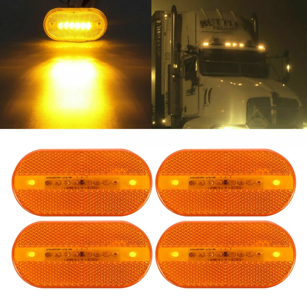 4 шт. Автомобиль Грузовик Лодка 6LED боковой габаритный светильник индикатор трейлер лампа Янтарный DC 12 В