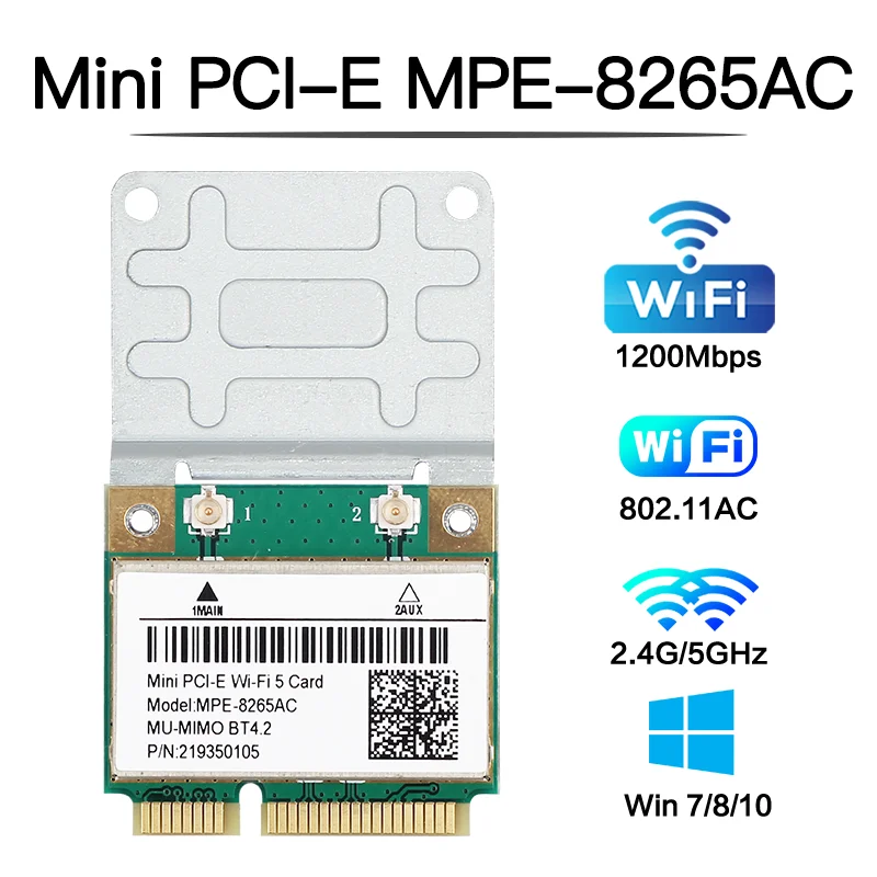 Двухдиапазонная Беспроводная мини-карта PCI-E Wi-Fi 2 4 ГГц/5 ГГц 8265AC для Bluetooth 1200 Мбит/с