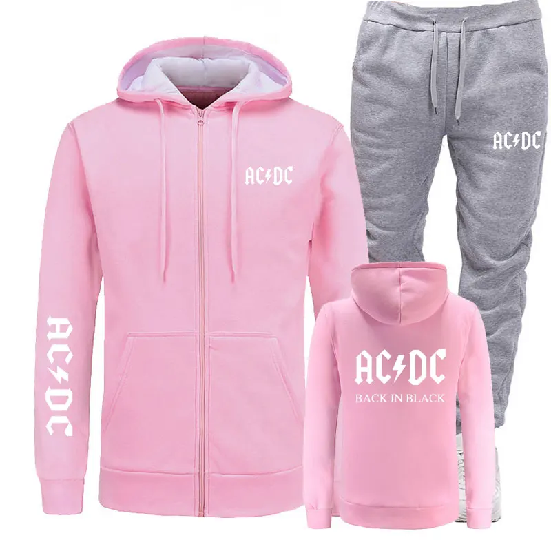 Бренд толстовки+ брюки для мужчин AC/DC бренд рок Графический буквенный принт модные мужские s Спортивная повседневная мужской спортивный костюм костюмы